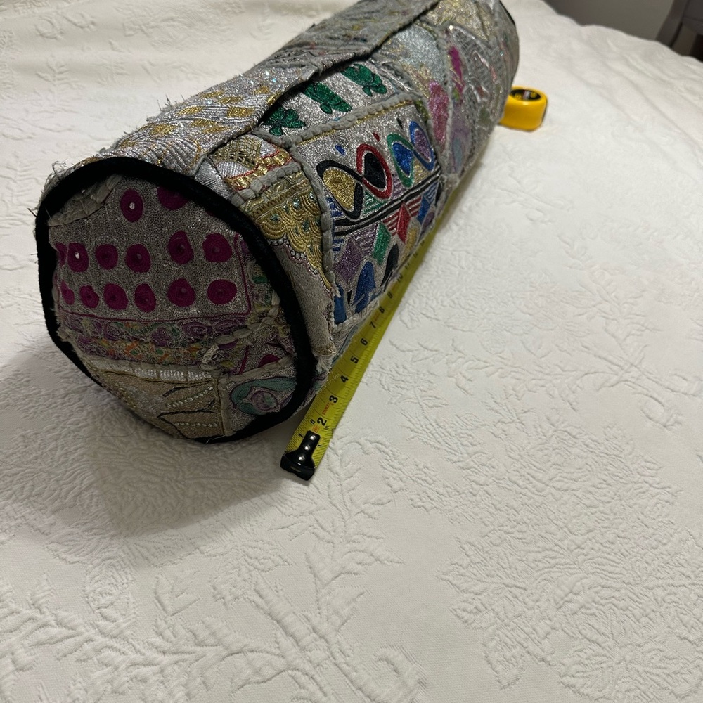 Embroidered Colorful Bolster Pillow